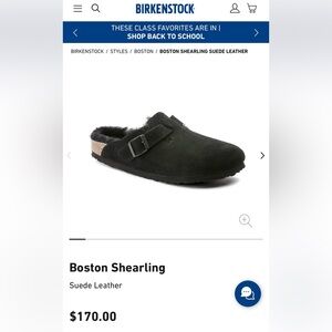 Birkenstock Boston Shearling Suede Leather Size 37